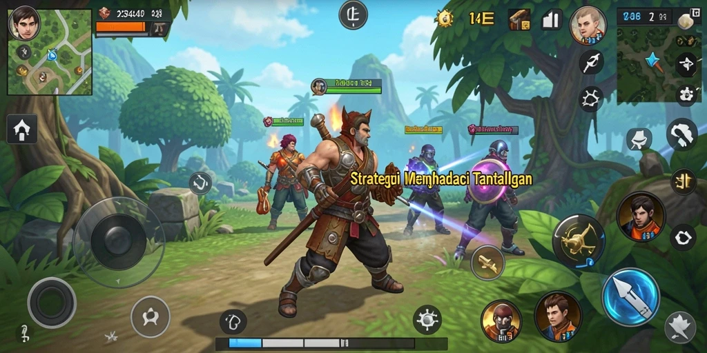 Screenshot utama 234E menunjukkan aksi gameplay strategi yang intens.