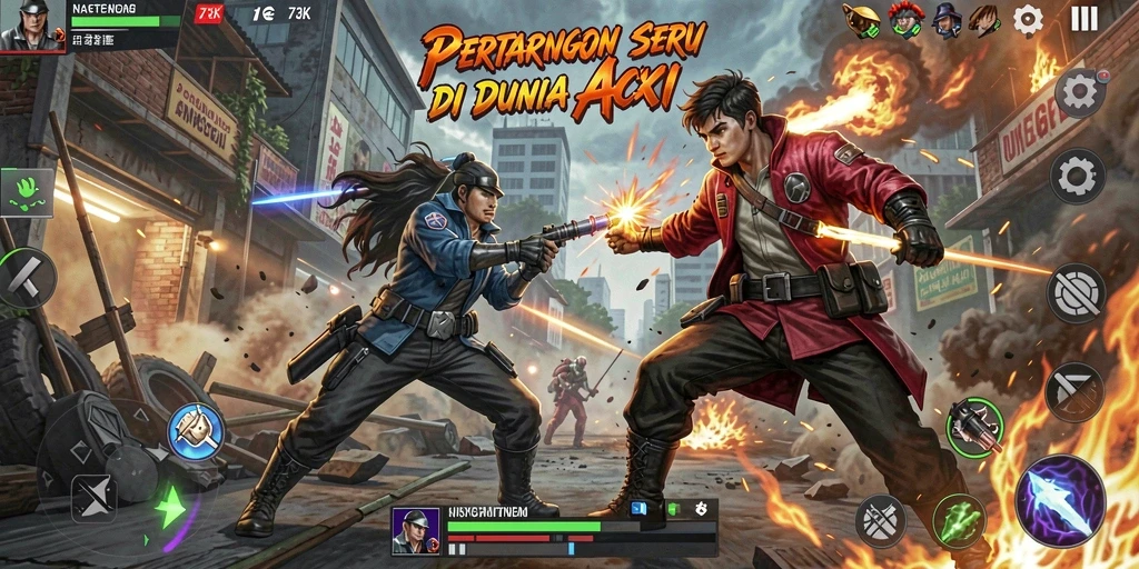 Gambaran gameplay <strong>73K</strong> dengan aksi seru dan grafis memukau.