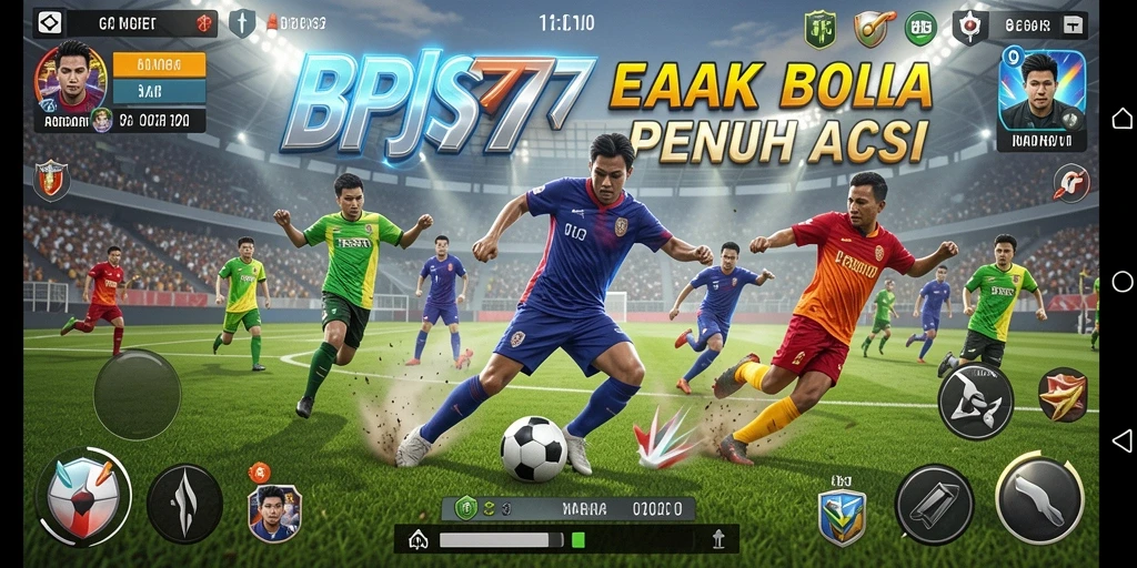 Tampilan gameplay seru dalam BPJS777 saat pertandingan sepak bola.