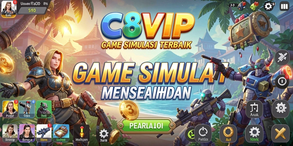 Tampilan utama C8VIP yang menunjukkan gameplay simulasi yang mendebarkan.