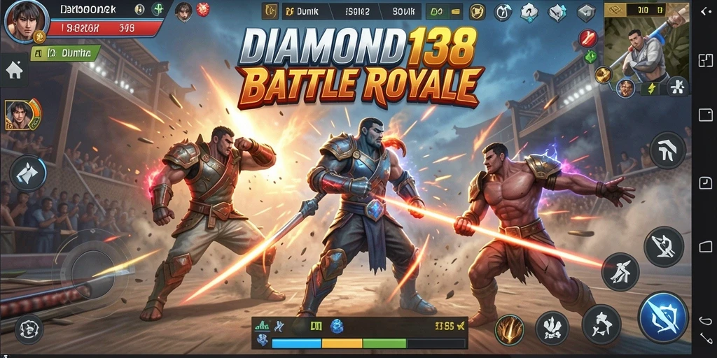 Tampilan seru gameplay <strong>DIAMOND138</strong> dalam arena Battle Royale.