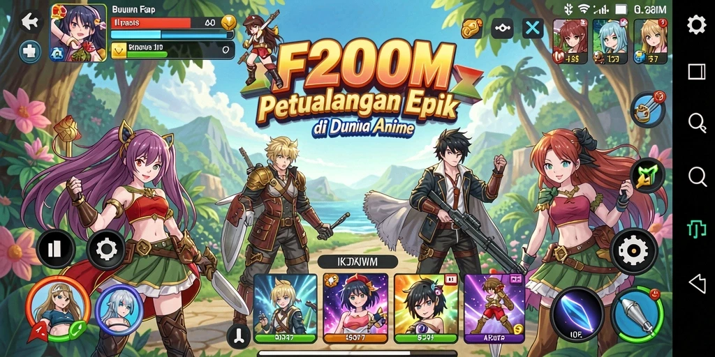 Tampilan gameplay <strong>F200M</strong> yang penuh aksi dengan karakter Anime favorit.