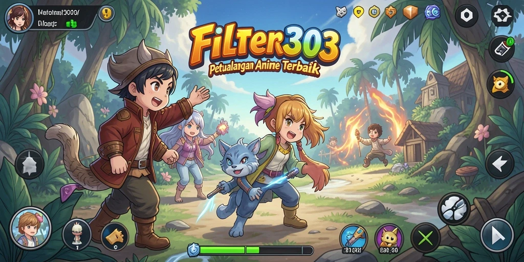 Tangkapan layar gameplay FILTER303 yang menampilkan karakter Anime yang dinamis.
