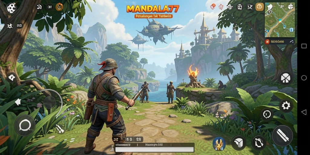 Gameplay MANDALA77 yang menampilkan dunia terbuka yang luas dan interaktif.