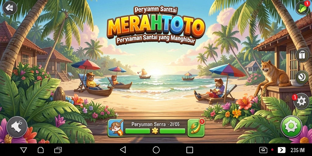 Screenshot utama MERAHTOTO menunjukkan gameplay yang menyenangkan.