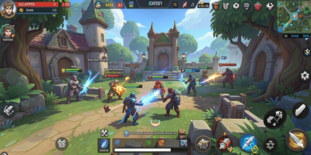 Screenshot gameplay OCATOTO yang menunjukkan aksi pertempuran strategis.