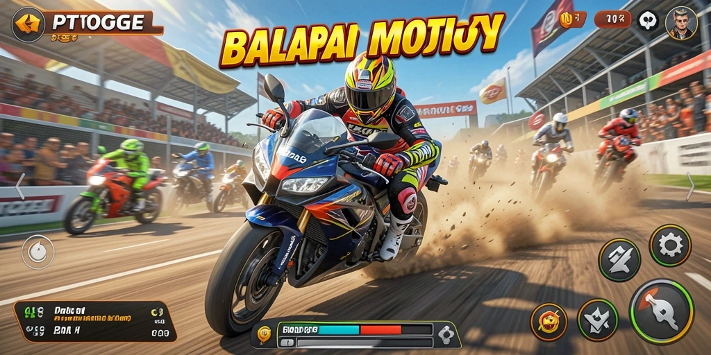Tampilan grafis PTTOGEL yang menakjubkan saat balapan motor.
