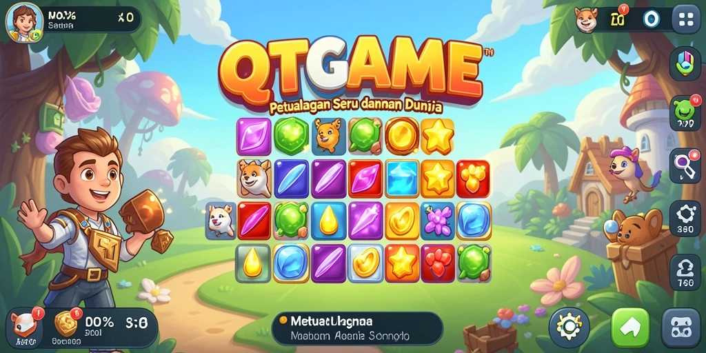 Screenshot utama QTGAME menampilkan gameplay seru Match-3.