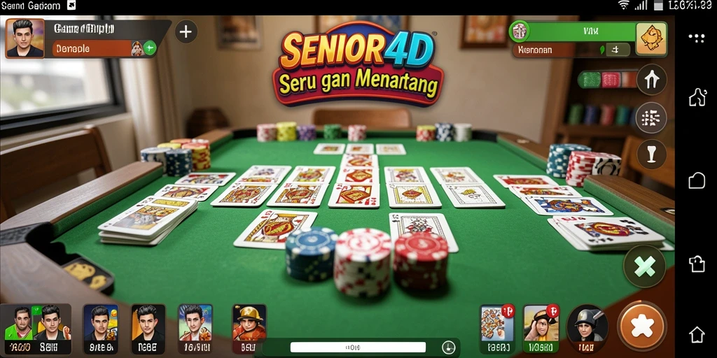 Tampilan gameplay seru di SENIOR4D dengan aksi Gaple.