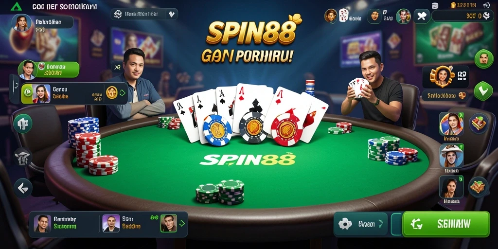 Tampilan gameplay SPIN88 yang menegangkan dalam permainan Poker.