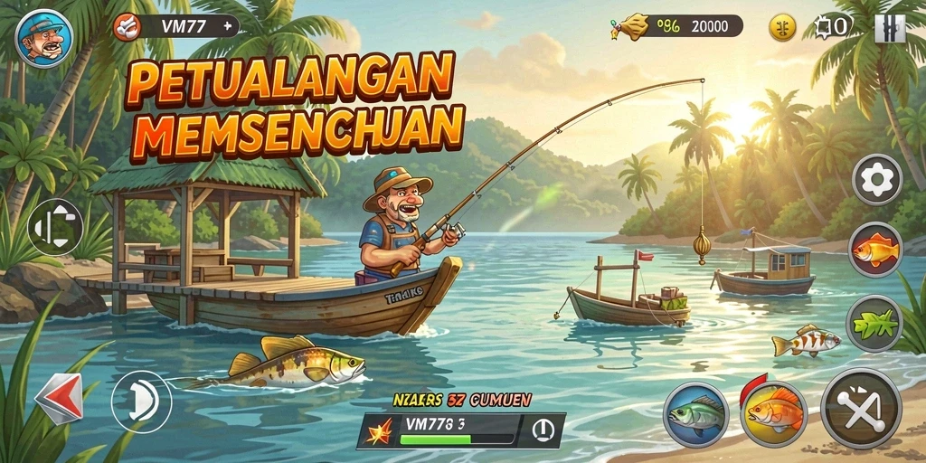 Gameplay VM777 yang menampilkan pengalaman memancing yang seru dan realistis.