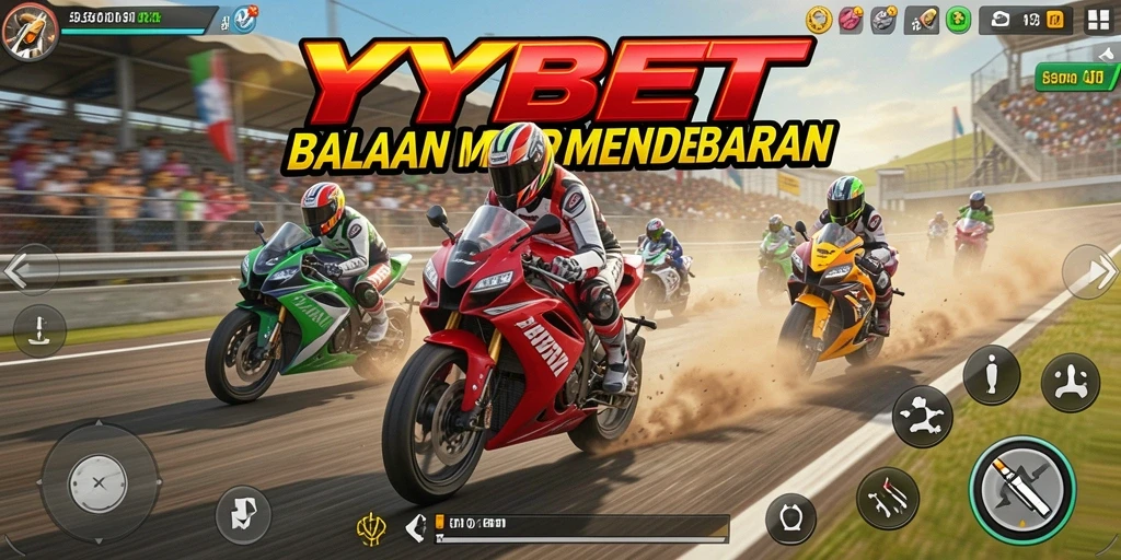 Screenshot YYBET menampilkan aksi balapan motor yang mendebarkan.